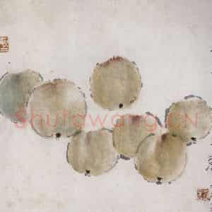 清代 虚谷《鲜桃》国画花鸟作品图片鉴赏
