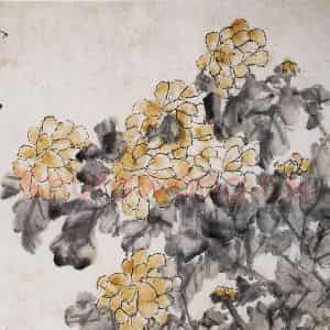 清代 虚谷《人淡如菊》国画花鸟作品图片鉴赏