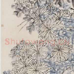 清代 虚谷《菊花图轴》国画花鸟作品图片鉴赏