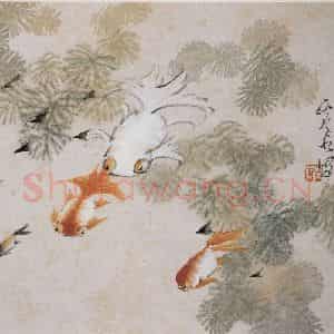 清代 虚谷《花鸟水族图册》国画花鸟作品图片鉴赏
