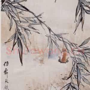 清代 虚谷《松鼠金鱼图轴》国画花鸟作品图片鉴赏