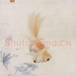 清代 虚谷《三鱼图轴》国画花鸟作品图片鉴赏
