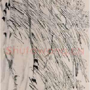 清代 虚谷《兰花图轴》国画花鸟作品图片鉴赏