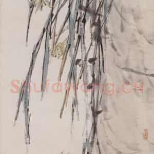 清代 虚谷《兰花金鱼图屏》国画花鸟作品图片鉴赏