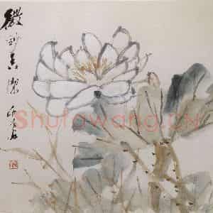 清代 虚谷《杂画册之莲花荷叶》国画花鸟作品图片鉴赏
