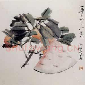 清代 虚谷《杂画册之西瓜果品》国画花鸟作品图片鉴赏