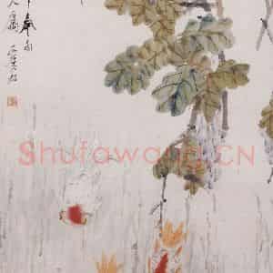 清代 虚谷《紫绶金章图轴》国画花鸟作品图片鉴赏