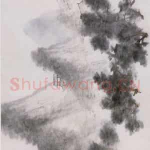 清代 虚谷《云山塔影图》国画山水作品图片鉴赏