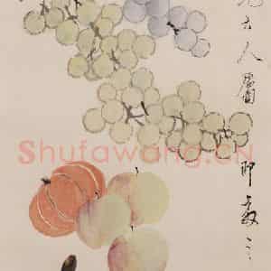 清代 虚谷《果品图轴》国画花鸟作品图片鉴赏