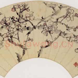 清代 虚谷《春风新艳图扇页》国画花鸟作品图片鉴赏