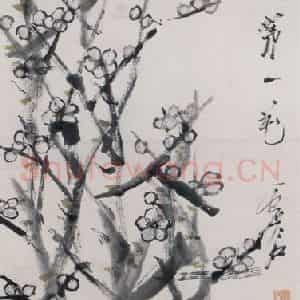清代 虚谷《梅花图轴》国画花鸟作品图片鉴赏