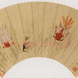 清代 虚谷《鱼藻图扇页》国画花鸟作品图片鉴赏