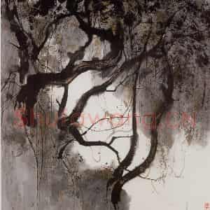 1979年 吴冠中《树丛》国画花鸟写意作品图片鉴赏