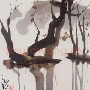 1979年 吴冠中《花溪树》国画花鸟写意作品图片鉴赏