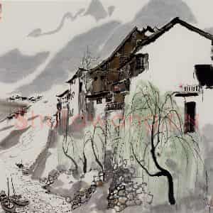 1979年 吴冠中《川北大竹河》国画山水写意作品图片鉴赏