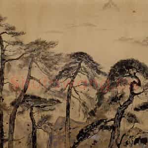 1980年 吴冠中《南岳松》国画花鸟写意作品图片鉴赏