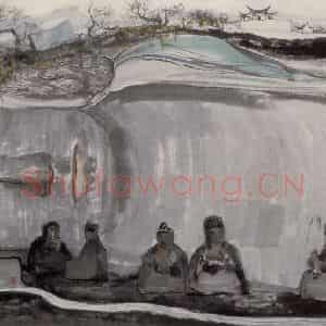 1980年 吴冠中《卧佛》国画山水写意作品图片鉴赏
