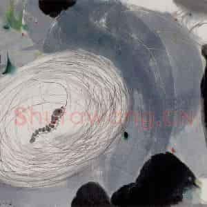 1980年 吴冠中《蚕》国画花鸟写意作品图片鉴赏