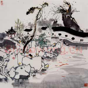 1981年 吴冠中《苏州园林》国画山水写意作品图片鉴赏