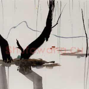 1982年 吴冠中《柳》国画花鸟写意作品图片鉴赏