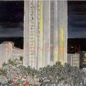 1982年 吴冠中《非洲之夜》国画山水写意作品图片鉴赏