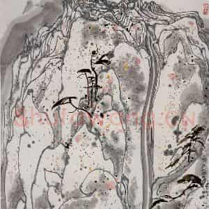 1983年 吴冠中《黄山》国画山水写意作品图片鉴赏
