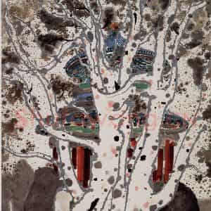 1984年 吴冠中《白皮松》国画山水写意作品图片鉴赏