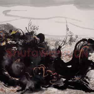 1985年 吴冠中《霸王别姬》国画山水写意作品图片鉴赏