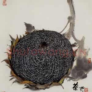 1975年 吴冠中《向日葵》国画花鸟写意作品图片鉴赏
