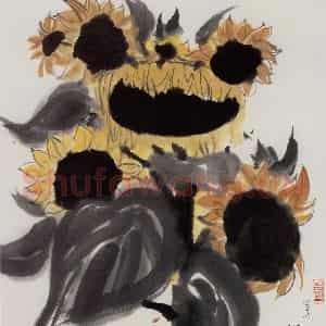 1976年 吴冠中《向日葵》国画花鸟写意作品图片鉴赏