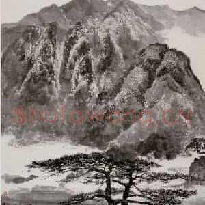 1977年 吴冠中《井冈山主峰》国画山水写意作品图片鉴赏