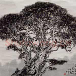 1977年 吴冠中《金桂花》国画花鸟写意作品图片鉴赏