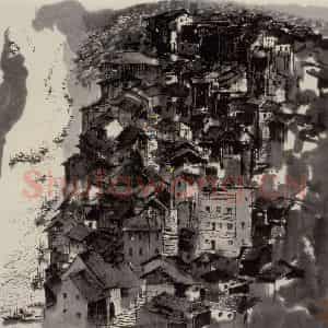 1977年 吴冠中《老重庆》国画山水写意作品图片鉴赏