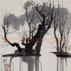 1977年 吴冠中《贵阳花溪》国画山水写意作品图片鉴赏