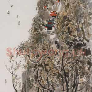 1978年 吴冠中《滇池》国画山水写意作品图片鉴赏