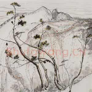1987年 吴冠中《海滨石》国画山水写意作品图片鉴赏