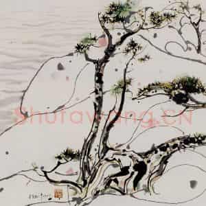 1987年 吴冠中《海风》国画山水写意作品图片鉴赏