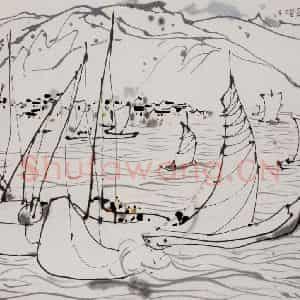 1987年 吴冠中《苍山洱海》国画山水写意作品图片鉴赏
