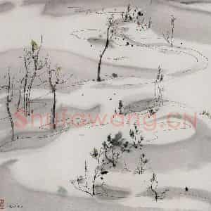 1987年 吴冠中《窗前雪》国画山水写意作品图片鉴赏