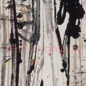 1989年 吴冠中《美国大树》国画花鸟写意作品图片鉴赏