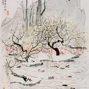 1989年 吴冠中《巴黎动物园》国画山水写意作品图片鉴赏