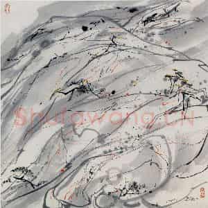 1990年 吴冠中《高山劲松》国画山水写意作品图片鉴赏