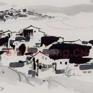 1990年 吴冠中《岁月》国画山水写意作品图片鉴赏