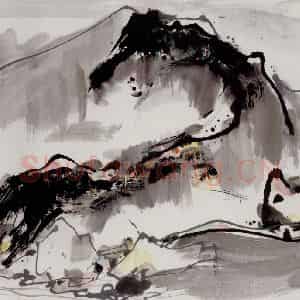 1986年 吴冠中《三峡江岸》国画山水写意作品图片鉴赏