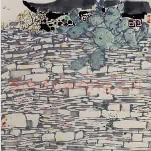 1986年 吴冠中《老墙》国画山水写意作品图片鉴赏