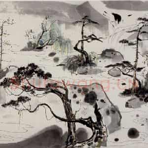 1986年 吴冠中《盆景海》国画山水写意作品图片鉴赏