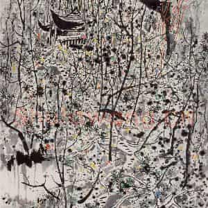 1992年 吴冠中《青城山》国画山水写意作品图片鉴赏