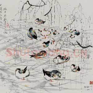 1992年 吴冠中《日暖》国画花鸟写意作品图片鉴赏