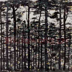 1992年 吴冠中《林》国画花鸟写意作品图片鉴赏