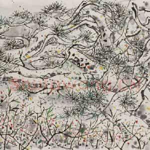 1993年 吴冠中《岁寒三友》国画花鸟写意作品图片鉴赏
